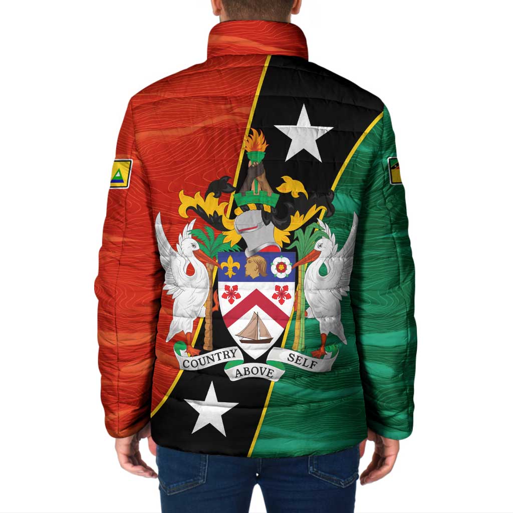 Nevis in Saint Kitts and Nevis Padded Jacket Star Design and Coat of Arms - Wonder Print Shop