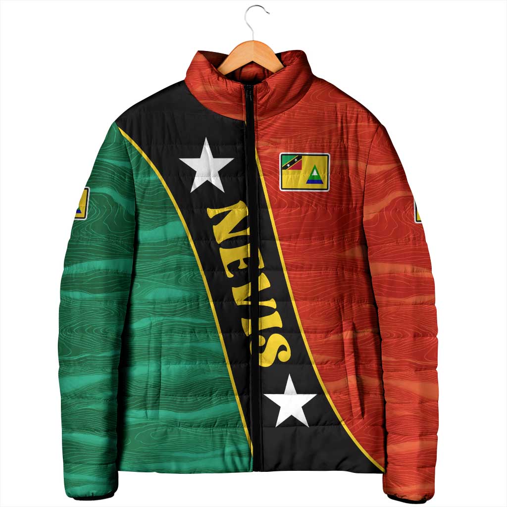 Nevis in Saint Kitts and Nevis Padded Jacket Star Design and Coat of Arms - Wonder Print Shop