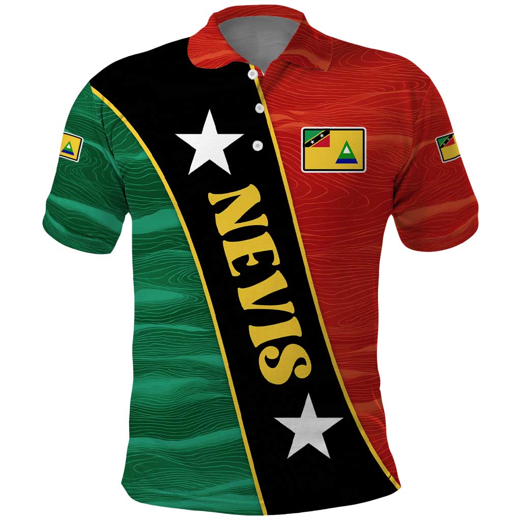 Nevis in Saint Kitts and Nevis Polo Shirt Star Design and Coat of Arms - Wonder Print Shop