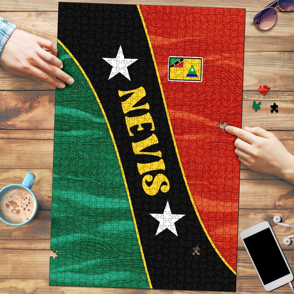 Nevis in Saint Kitts and Nevis Puzzle Star Design and Coat of Arms - Wonder Print Shop
