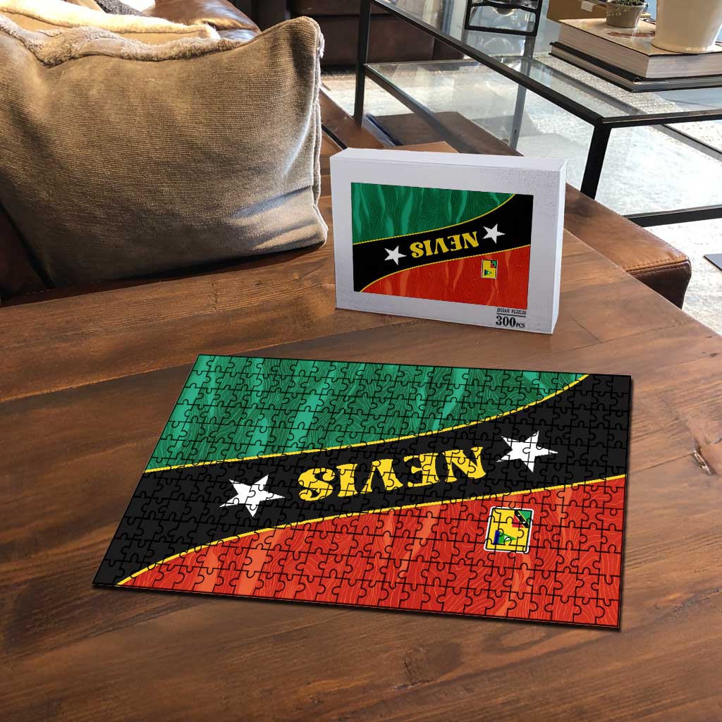 Nevis in Saint Kitts and Nevis Puzzle Star Design and Coat of Arms - Wonder Print Shop