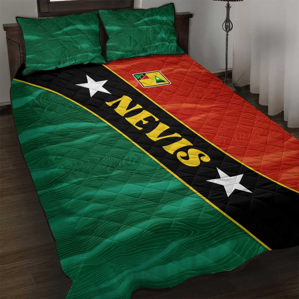 Nevis in Saint Kitts and Nevis Quilt Bed Set Star Design and Coat of Arms - Wonder Print Shop