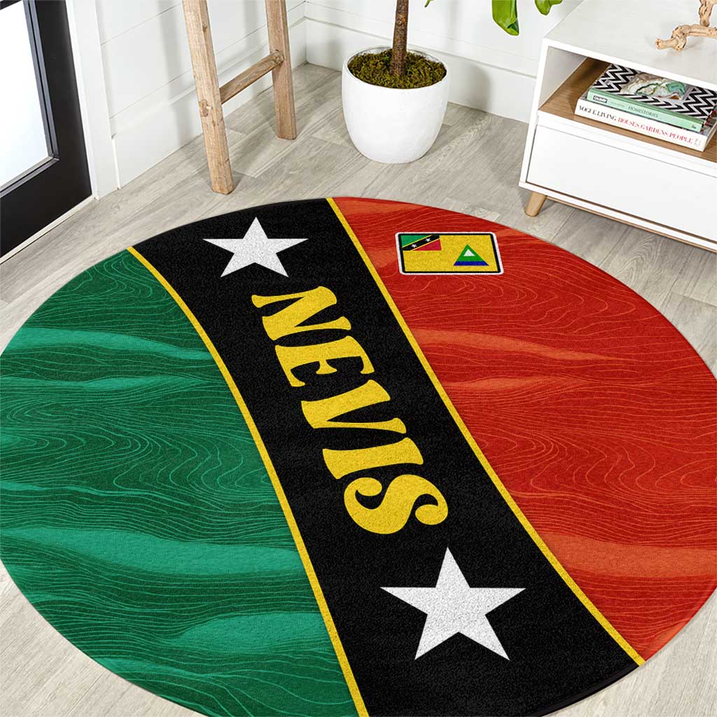 Nevis in Saint Kitts and Nevis Round Carpet Star Design and Coat of Arms - Wonder Print Shop