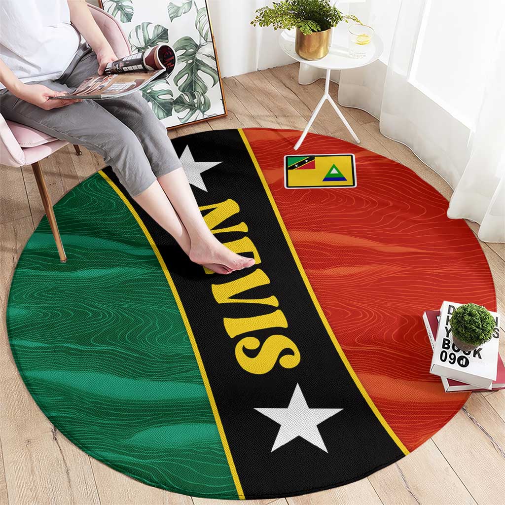 Nevis in Saint Kitts and Nevis Round Carpet Star Design and Coat of Arms - Wonder Print Shop