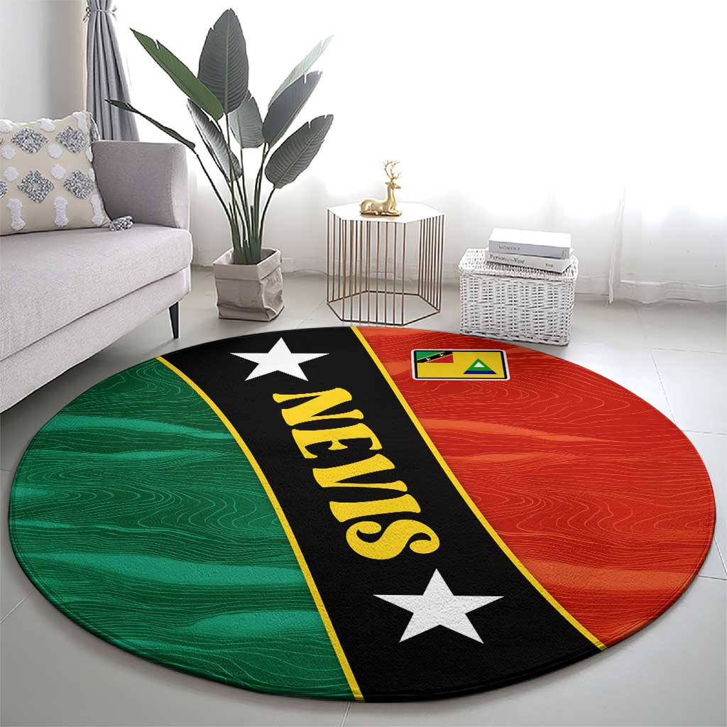 Nevis in Saint Kitts and Nevis Round Carpet Star Design and Coat of Arms - Wonder Print Shop