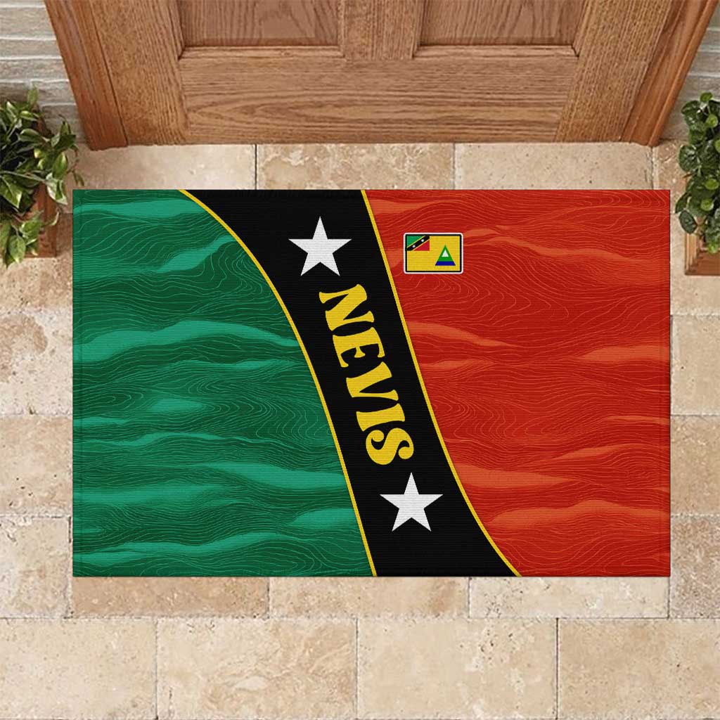 Nevis in Saint Kitts and Nevis Rubber Doormat Star Design and Coat of Arms - Wonder Print Shop