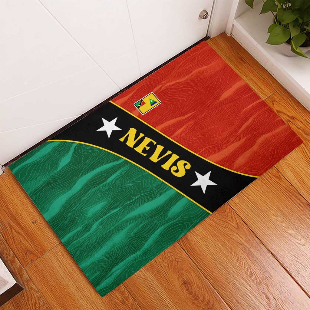 Nevis in Saint Kitts and Nevis Rubber Doormat Star Design and Coat of Arms - Wonder Print Shop