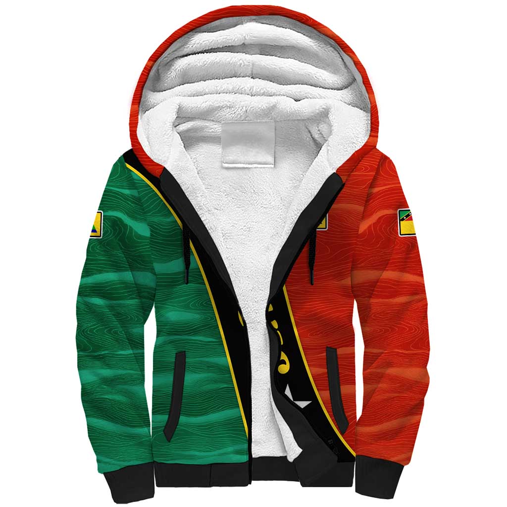 Nevis in Saint Kitts and Nevis Sherpa Hoodie Star Design and Coat of Arms - Wonder Print Shop