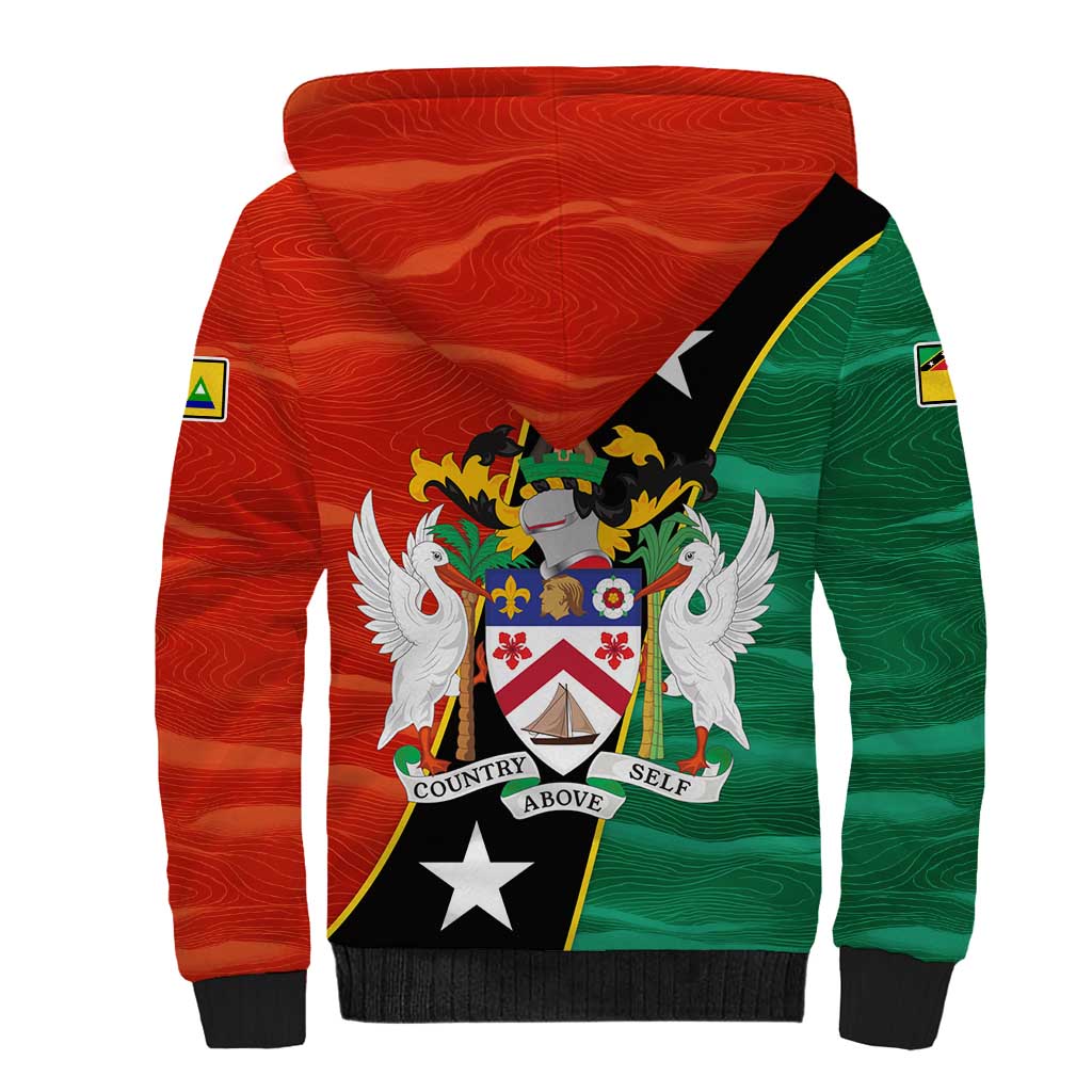 Nevis in Saint Kitts and Nevis Sherpa Hoodie Star Design and Coat of Arms - Wonder Print Shop