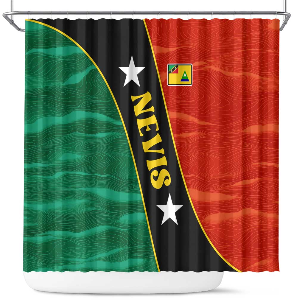 Nevis in Saint Kitts and Nevis Shower Curtain Star Design and Coat of Arms - Wonder Print Shop