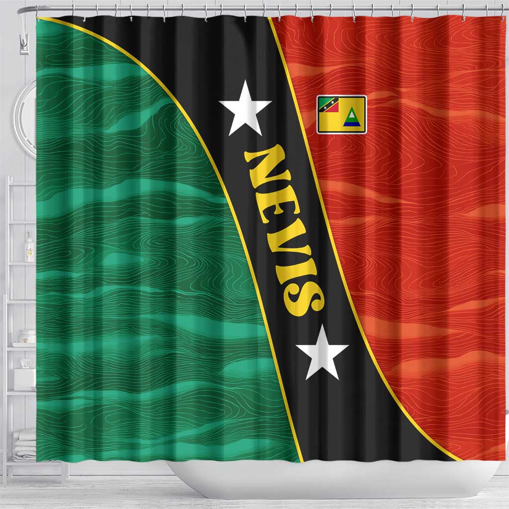 Nevis in Saint Kitts and Nevis Shower Curtain Star Design and Coat of Arms - Wonder Print Shop