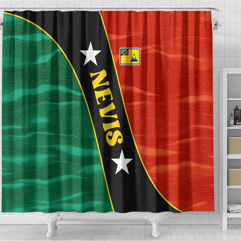 Nevis in Saint Kitts and Nevis Shower Curtain Star Design and Coat of Arms - Wonder Print Shop