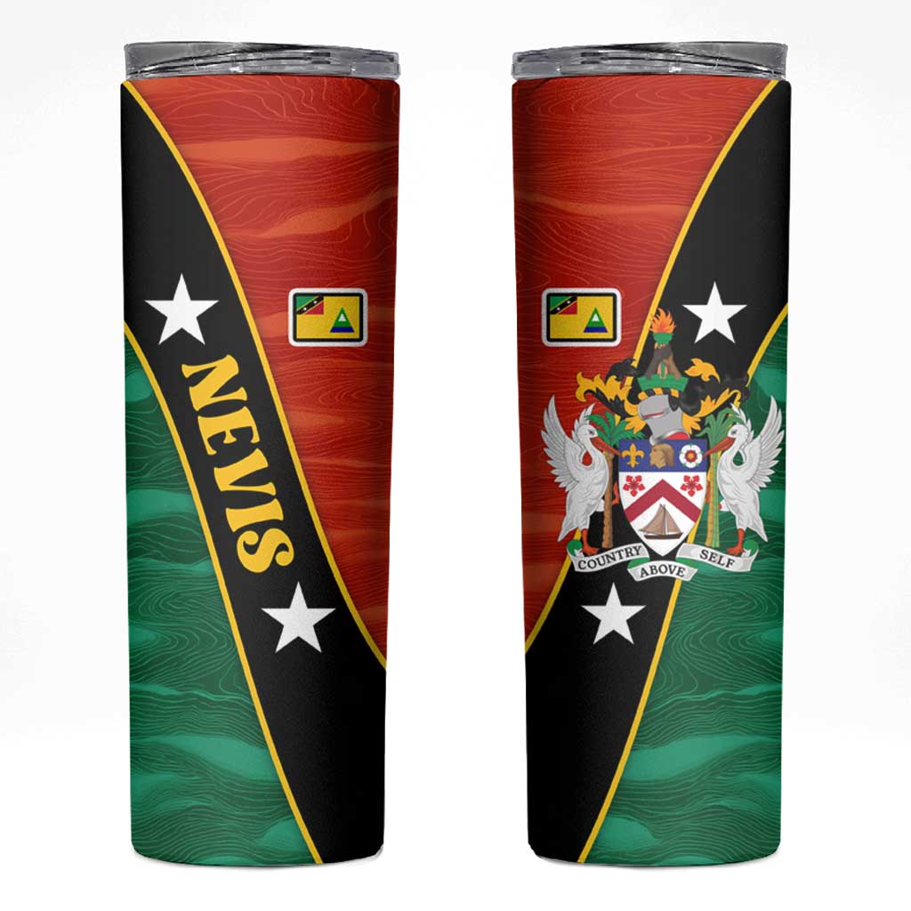 Nevis in Saint Kitts and Nevis Skinny Tumbler Star Design and Coat of Arms - Wonder Print Shop