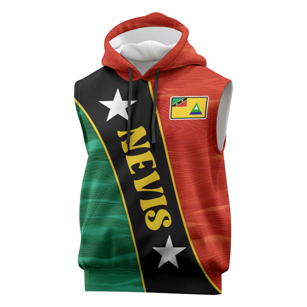 Nevis in Saint Kitts and Nevis Sleeveless Hoodie Star Design and Coat of Arms - Wonder Print Shop