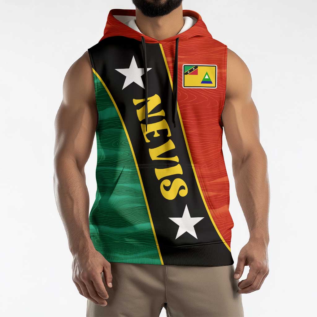 Nevis in Saint Kitts and Nevis Sleeveless Hoodie Star Design and Coat of Arms - Wonder Print Shop