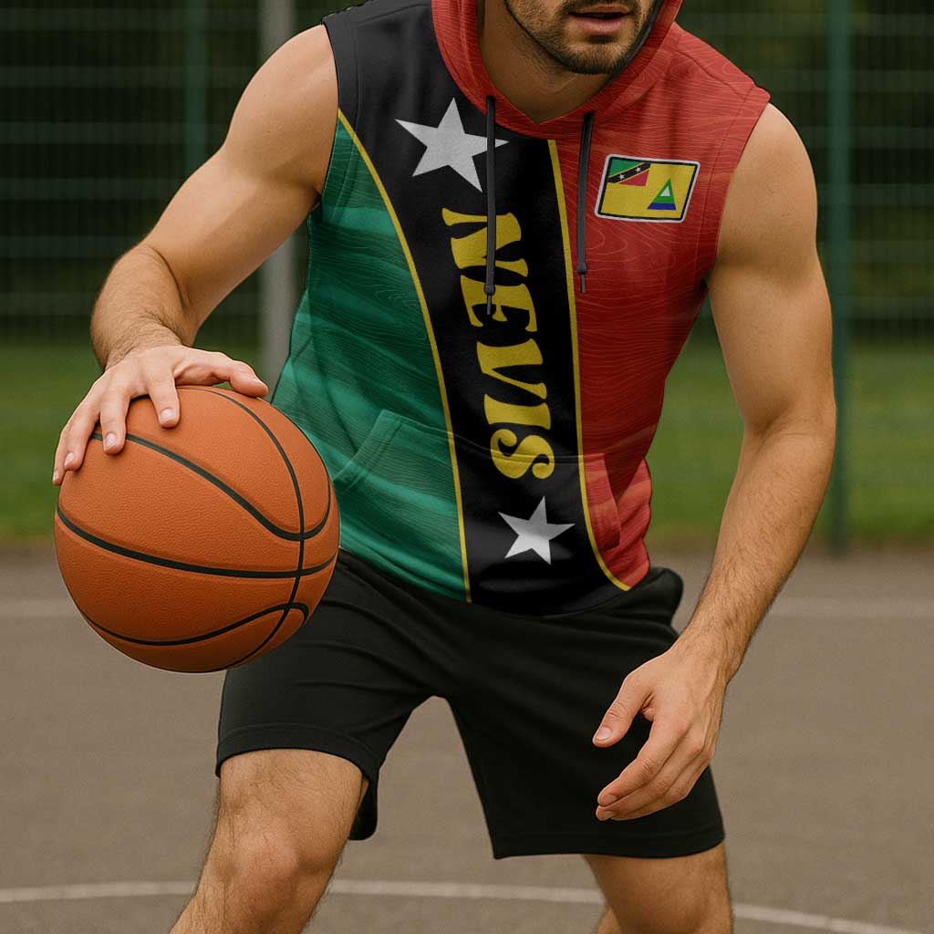 Nevis in Saint Kitts and Nevis Sleeveless Hoodie Star Design and Coat of Arms - Wonder Print Shop