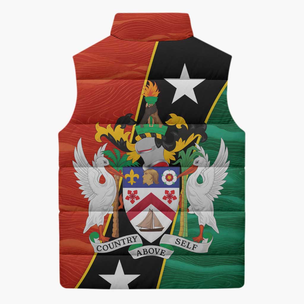 Nevis in Saint Kitts and Nevis Sleeveless Puffer Jacket Star Design and Coat of Arms - Wonder Print Shop