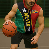 Nevis in Saint Kitts and Nevis Sleeveless Zip Hoodie Star Design and Coat of Arms - Wonder Print Shop