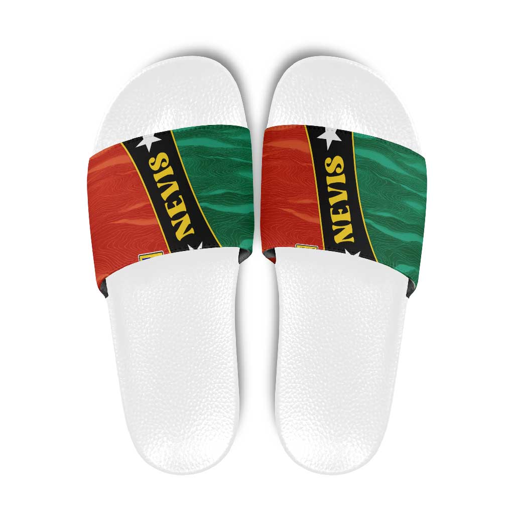 Nevis in Saint Kitts and Nevis Slide Sandals Star Design and Coat of Arms - Wonder Print Shop