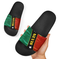 Nevis in Saint Kitts and Nevis Slide Sandals Star Design and Coat of Arms - Wonder Print Shop
