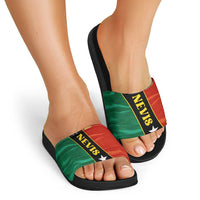 Nevis in Saint Kitts and Nevis Slide Sandals Star Design and Coat of Arms - Wonder Print Shop
