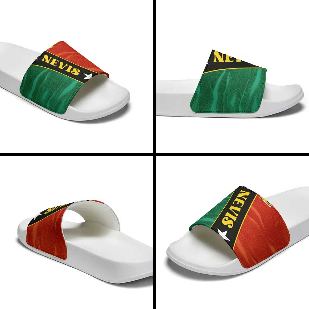 Nevis in Saint Kitts and Nevis Slide Sandals Star Design and Coat of Arms - Wonder Print Shop