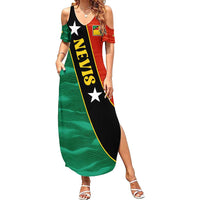 Nevis in Saint Kitts and Nevis Summer Maxi Dress Star Design and Coat of Arms - Wonder Print Shop