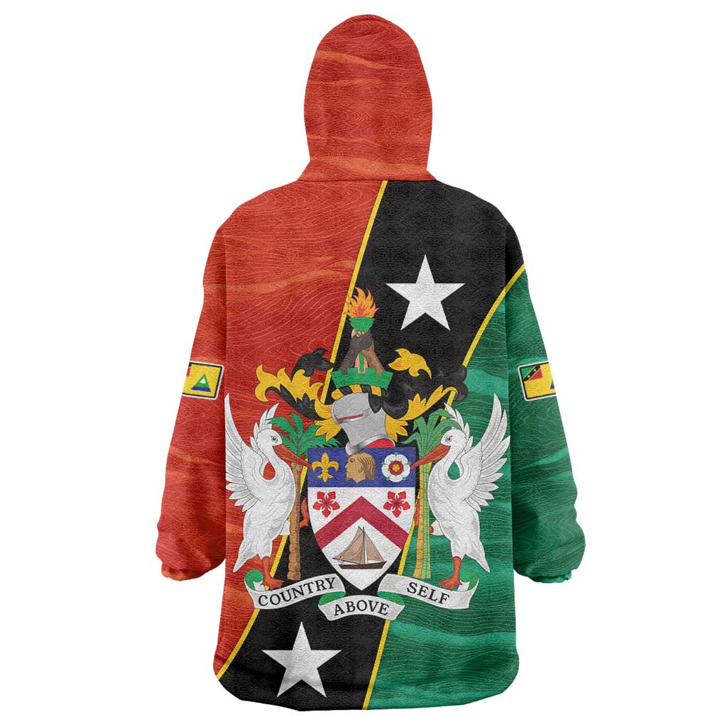 Nevis in Saint Kitts and Nevis Wearable Blanket Hoodie Star Design and Coat of Arms - Wonder Print Shop