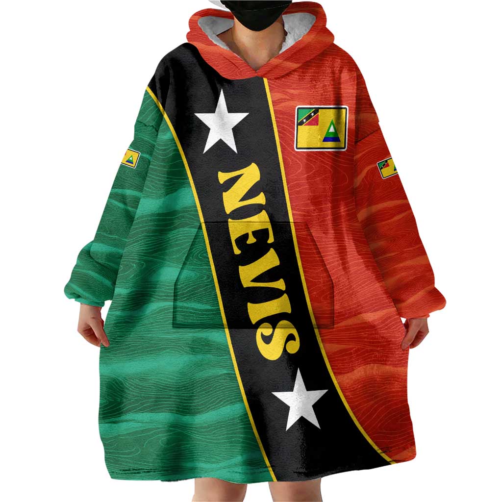 Nevis in Saint Kitts and Nevis Wearable Blanket Hoodie Star Design and Coat of Arms - Wonder Print Shop
