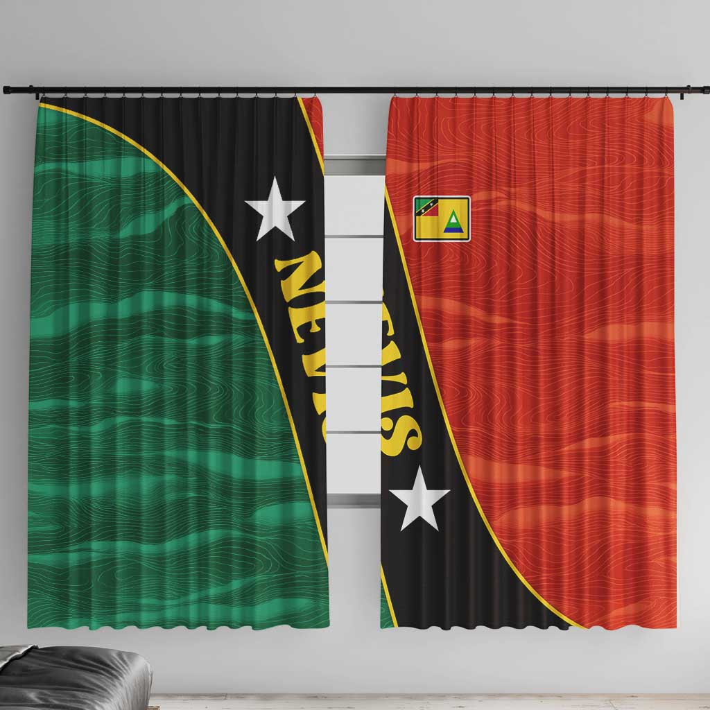 Nevis in Saint Kitts and Nevis Window Curtain Star Design and Coat of Arms - Wonder Print Shop