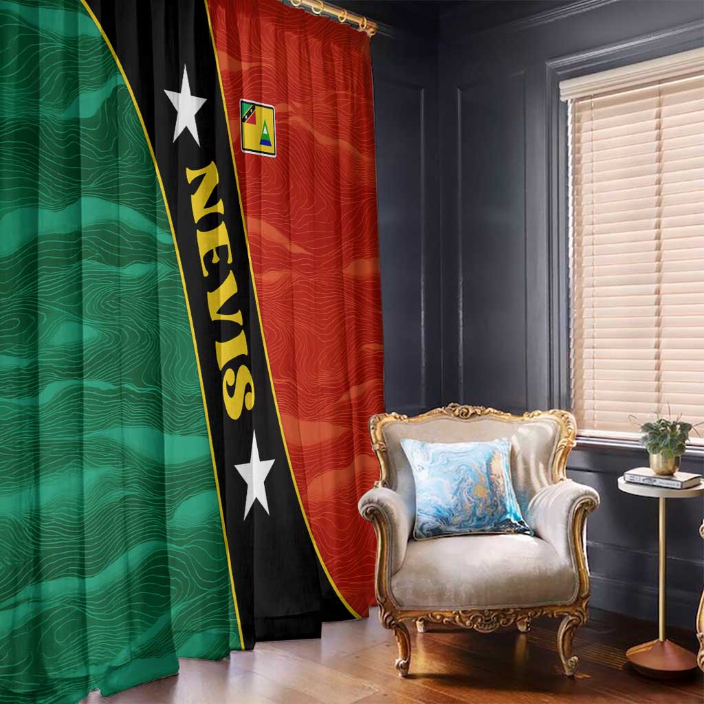 Nevis in Saint Kitts and Nevis Window Curtain Star Design and Coat of Arms - Wonder Print Shop