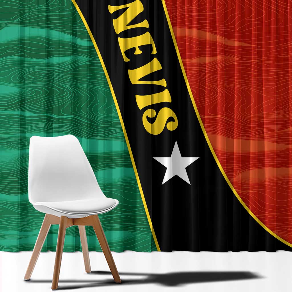 Nevis in Saint Kitts and Nevis Window Curtain Star Design and Coat of Arms - Wonder Print Shop