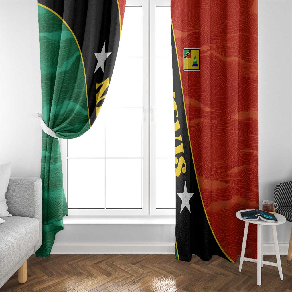 Nevis in Saint Kitts and Nevis Window Curtain Star Design and Coat of Arms - Wonder Print Shop