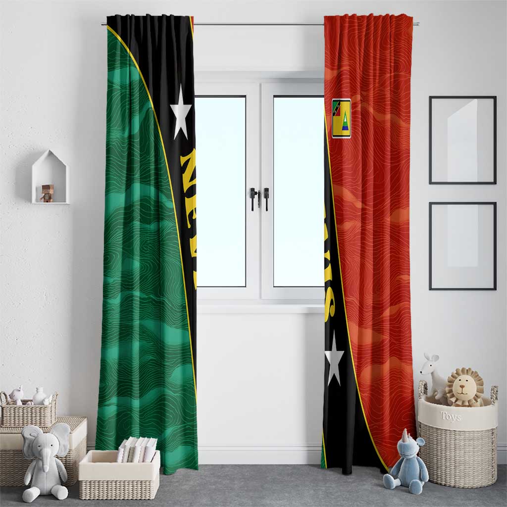 Nevis in Saint Kitts and Nevis Window Curtain Star Design and Coat of Arms - Wonder Print Shop