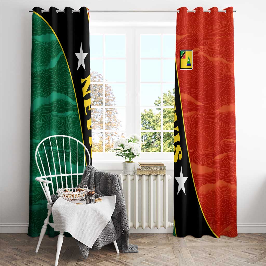 Nevis in Saint Kitts and Nevis Window Curtain Star Design and Coat of Arms - Wonder Print Shop