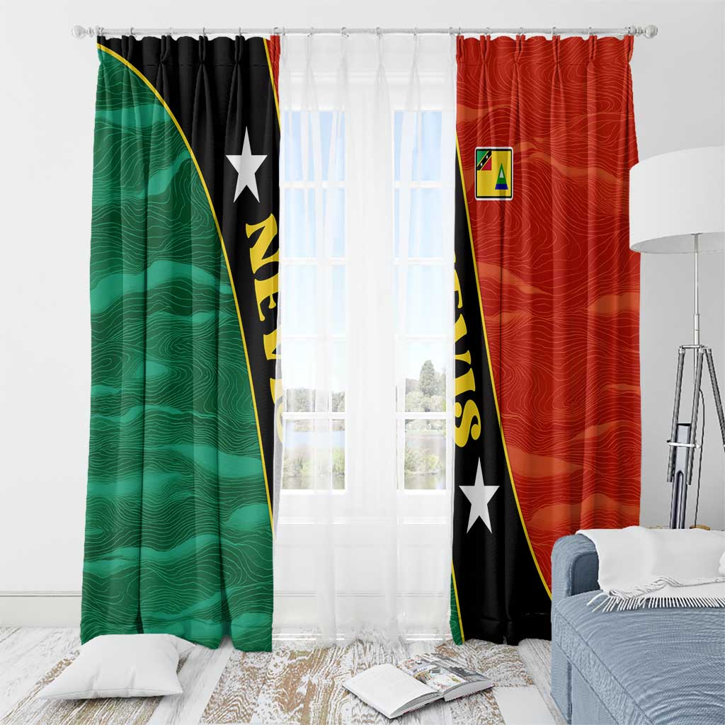 Nevis in Saint Kitts and Nevis Window Curtain Star Design and Coat of Arms - Wonder Print Shop