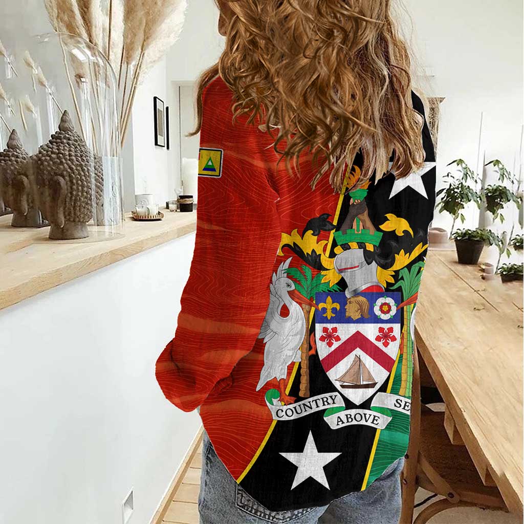 Nevis in Saint Kitts and Nevis Women Casual Shirt Star Design and Coat of Arms - Wonder Print Shop