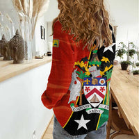 Nevis in Saint Kitts and Nevis Women Casual Shirt Star Design and Coat of Arms - Wonder Print Shop