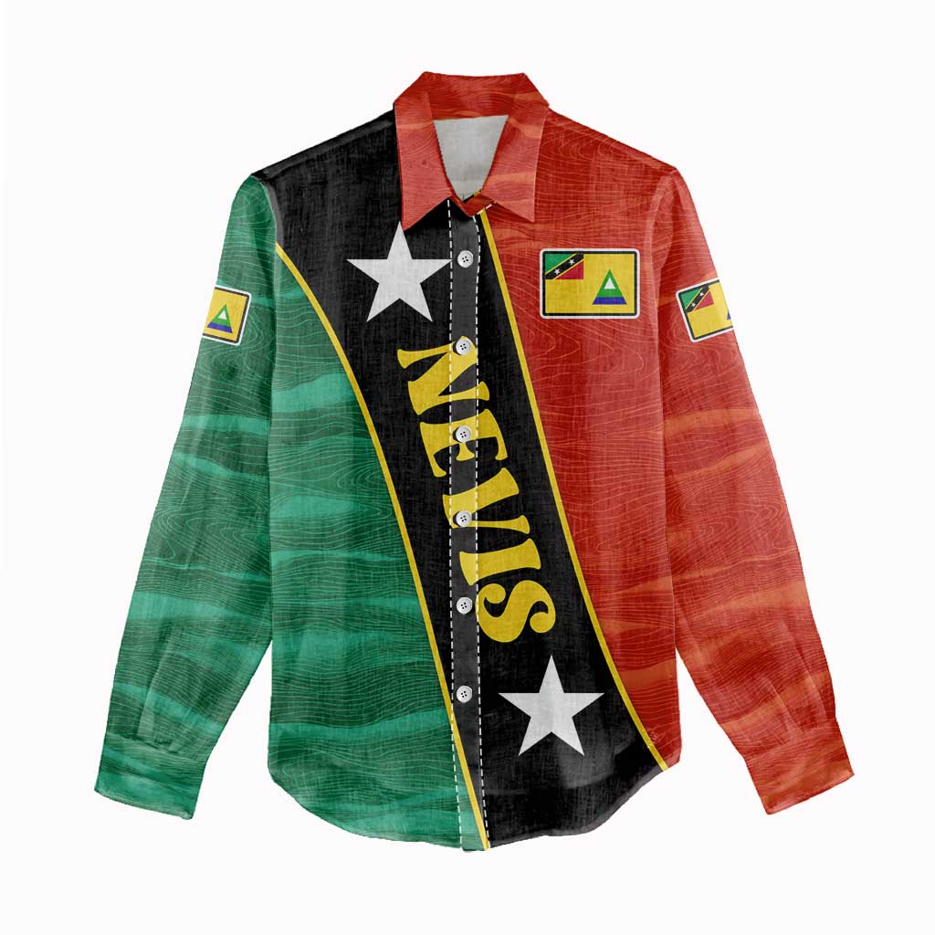 Nevis in Saint Kitts and Nevis Women Casual Shirt Star Design and Coat of Arms - Wonder Print Shop