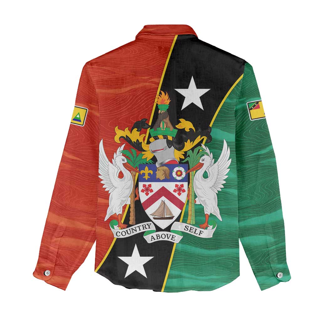 Nevis in Saint Kitts and Nevis Women Casual Shirt Star Design and Coat of Arms - Wonder Print Shop