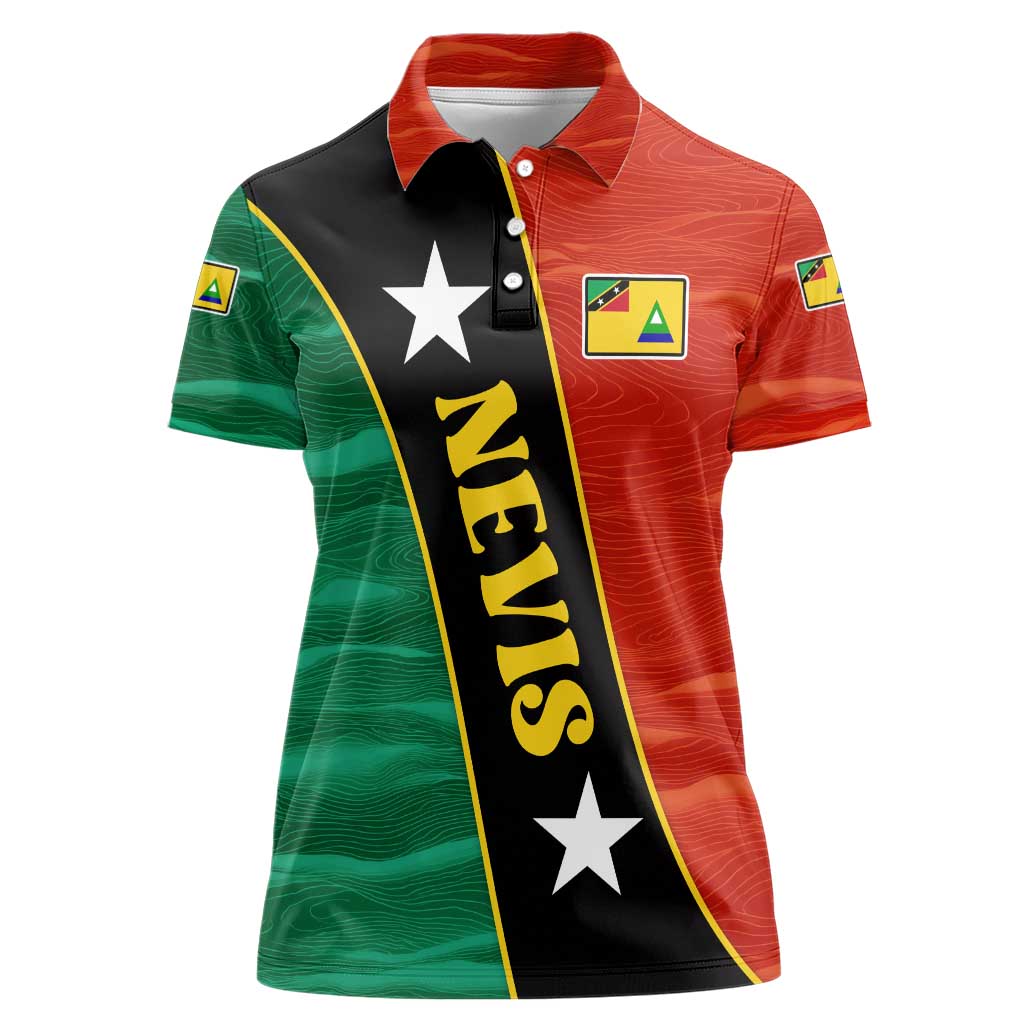 Nevis in Saint Kitts and Nevis Women Polo Shirt Star Design and Coat of Arms - Wonder Print Shop