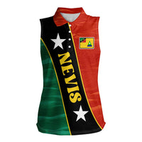 Nevis in Saint Kitts and Nevis Women Sleeveless Polo Shirt Star Design and Coat of Arms - Wonder Print Shop