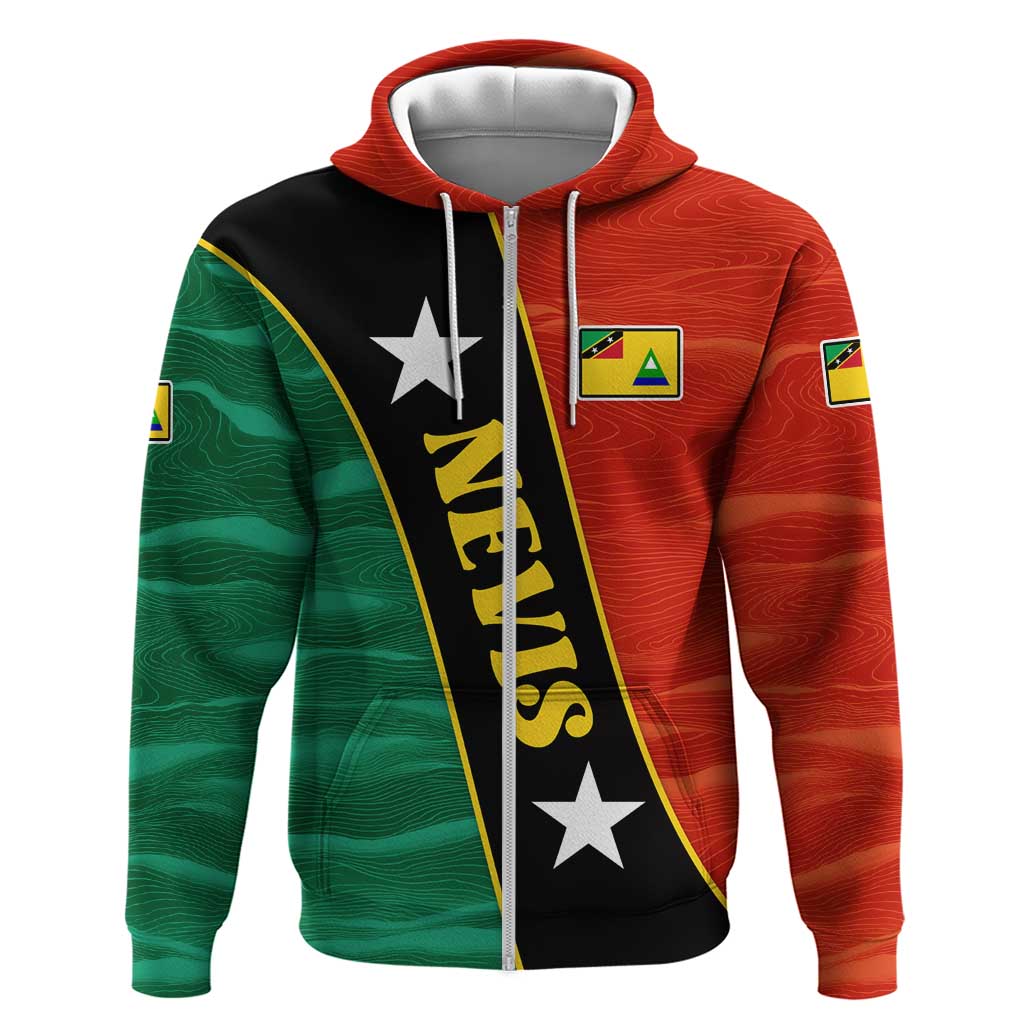 Nevis in Saint Kitts and Nevis Zip Hoodie Star Design and Coat of Arms - Wonder Print Shop
