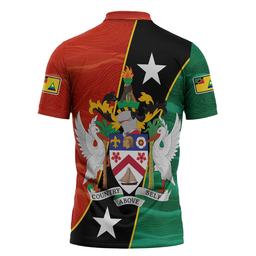 Nevis in Saint Kitts and Nevis Zipper Polo Shirt Star Design and Coat of Arms - Wonder Print Shop