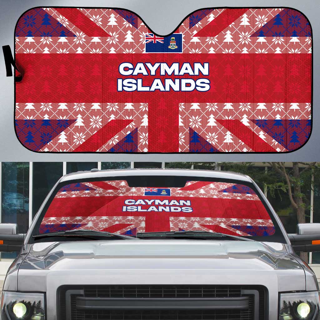 Cayman Islands Christmas Auto Sun Shade Xmas Pattern and Coat of Arms - Wonder Print Shop