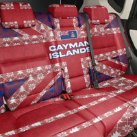 Cayman Islands Christmas Back Car Seat Cover Xmas Pattern and Coat of Arms - Wonder Print Shop