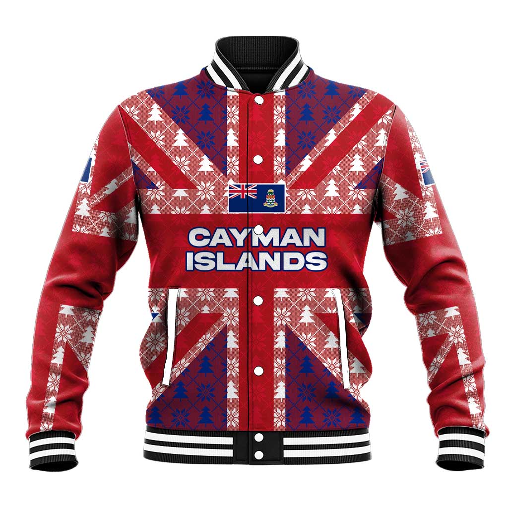 Cayman Islands Christmas Baseball Jacket Xmas Pattern and Coat of Arms - Wonder Print Shop