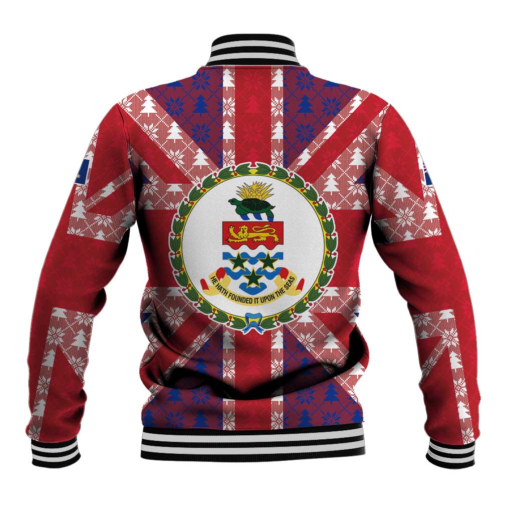Cayman Islands Christmas Baseball Jacket Xmas Pattern and Coat of Arms - Wonder Print Shop