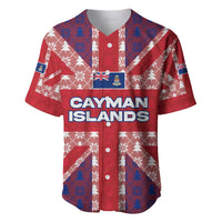 Cayman Islands Christmas Baseball Jersey Xmas Pattern and Coat of Arms - Wonder Print Shop