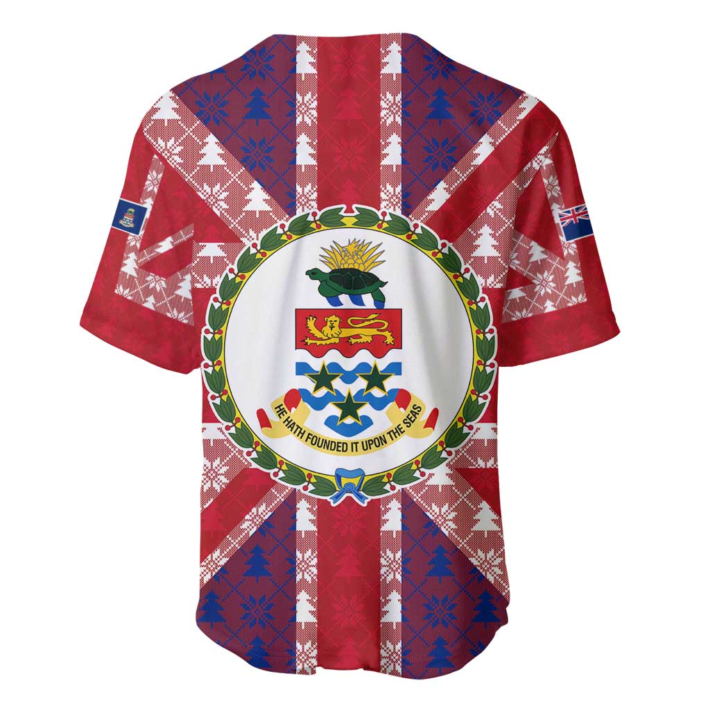 Cayman Islands Christmas Baseball Jersey Xmas Pattern and Coat of Arms - Wonder Print Shop